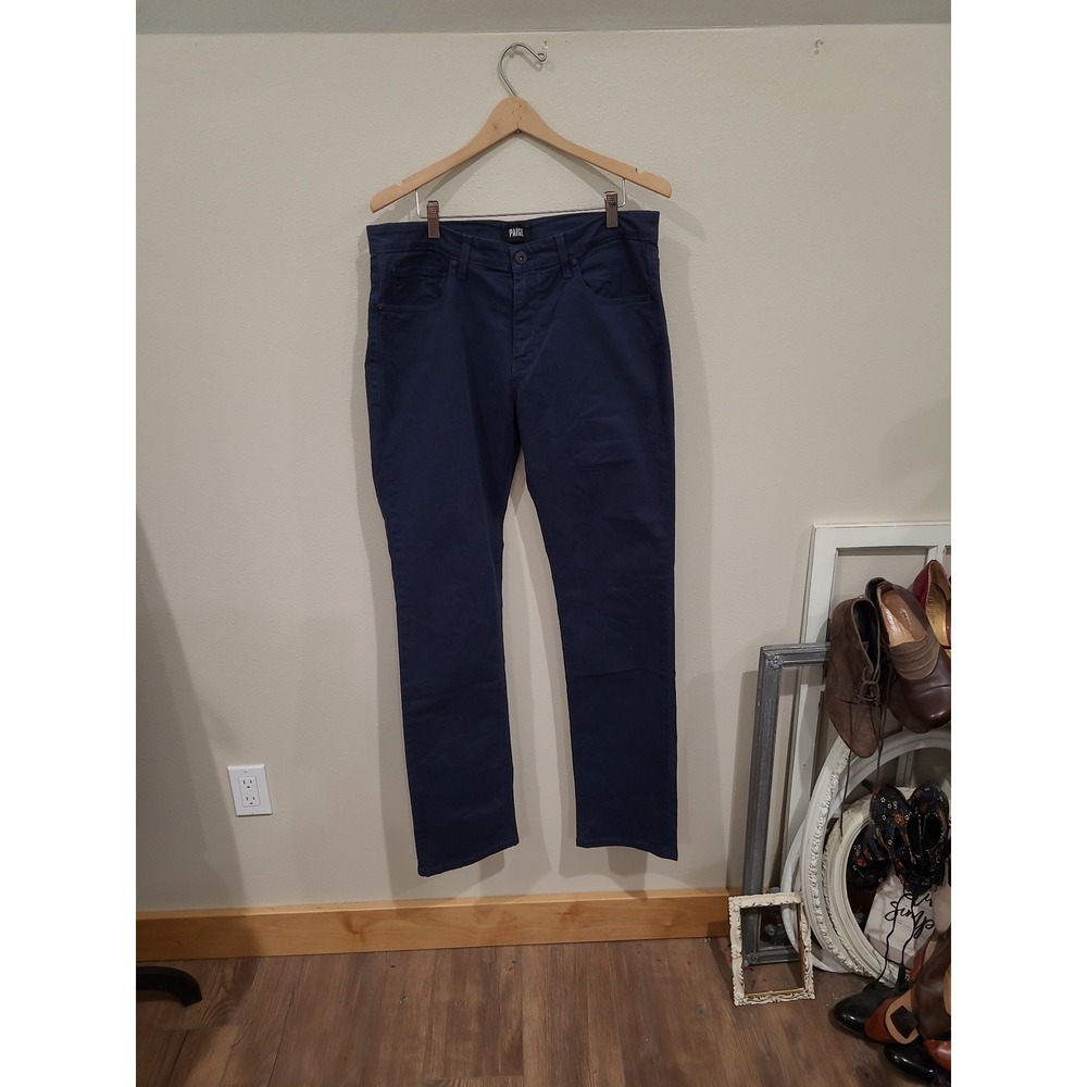 Paige Normandie Blue Cadet Men's SZ 33 straight leg jean w/stretch casual prep - Picture 2 of 12